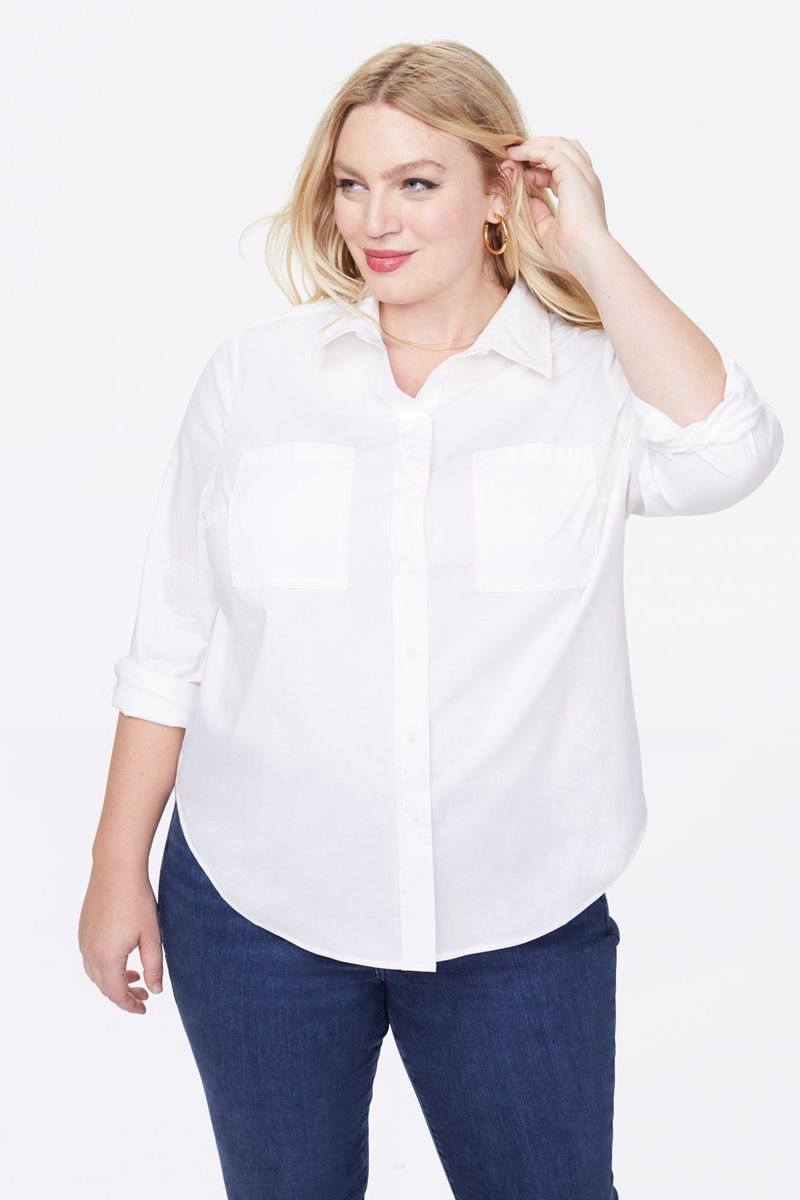 White Women\'s NYDJ Plus Utility Shirts | NZ 238JHXZLW