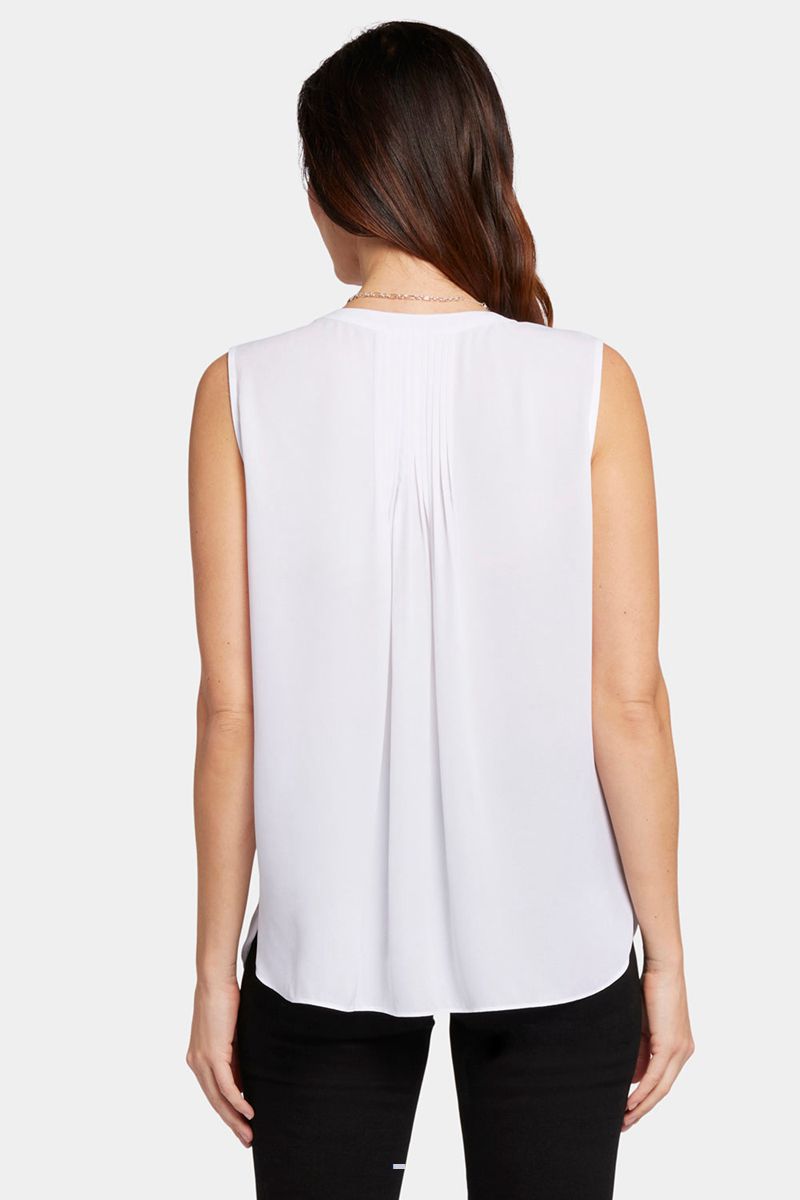 White Women's NYDJ Sleeveless Pintuck Blouse | NZ 023AFTULB