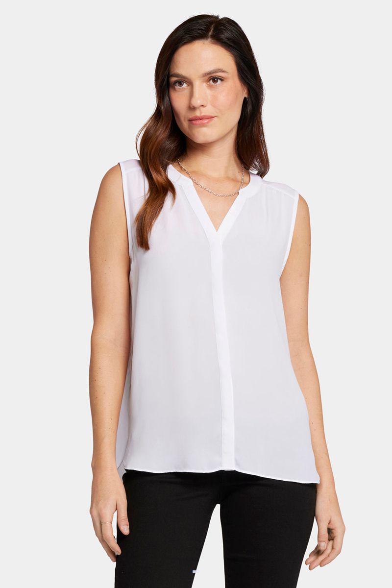 White Women\'s NYDJ Sleeveless Pintuck Blouse | NZ 023AFTULB