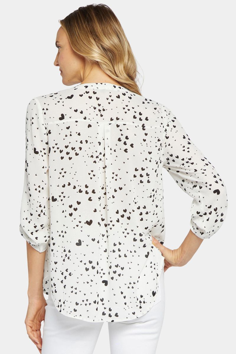 White Women's NYDJ Split Neck Blouse | NZ 328HDVYPM