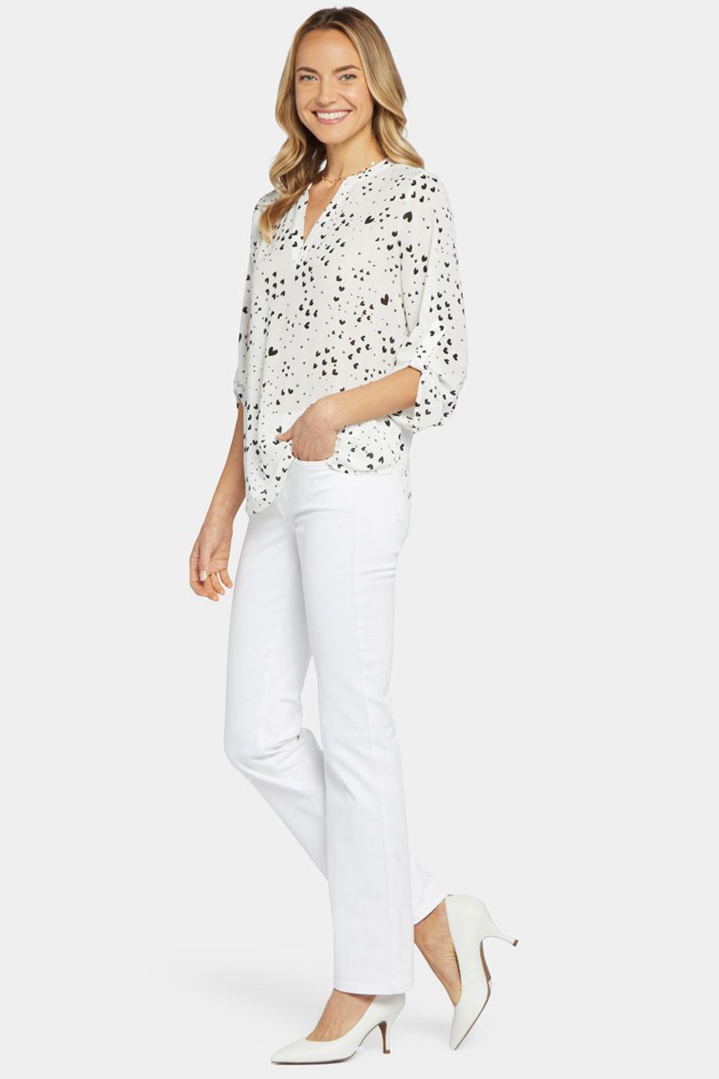 White Women's NYDJ Split Neck Blouse | NZ 328HDVYPM