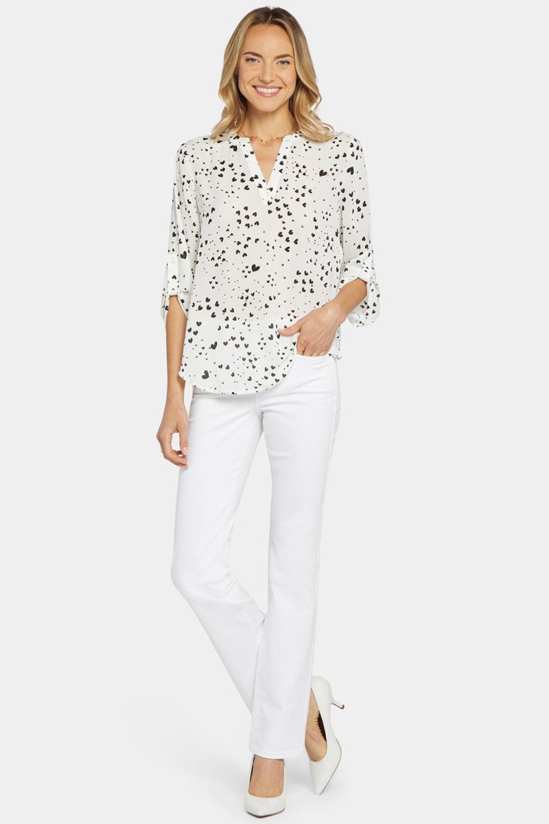 White Women's NYDJ Split Neck Blouse | NZ 328HDVYPM