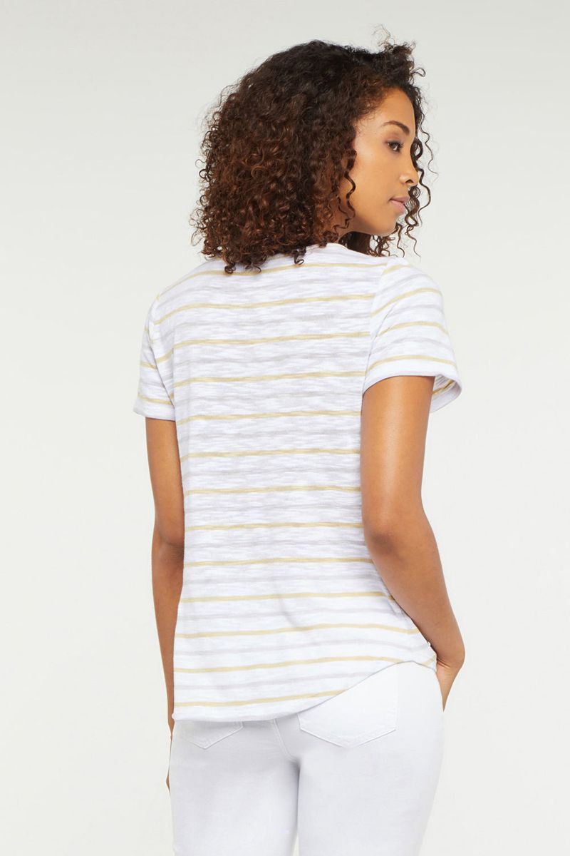 White Women's NYDJ Striped T-Shirts | NZ 235BJDVPY