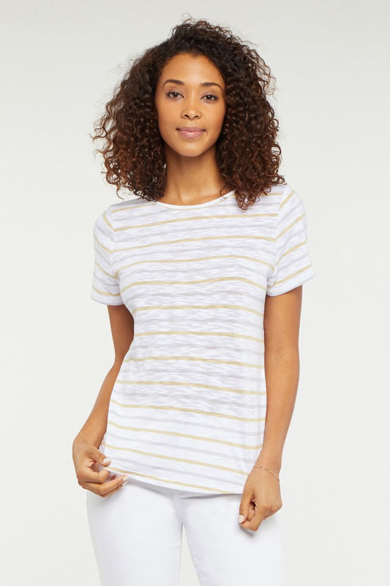 White Women's NYDJ Striped T-Shirts | NZ 235BJDVPY