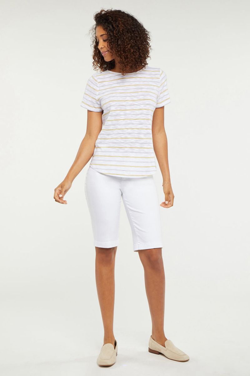 White Women's NYDJ Striped T-Shirts | NZ 235BJDVPY