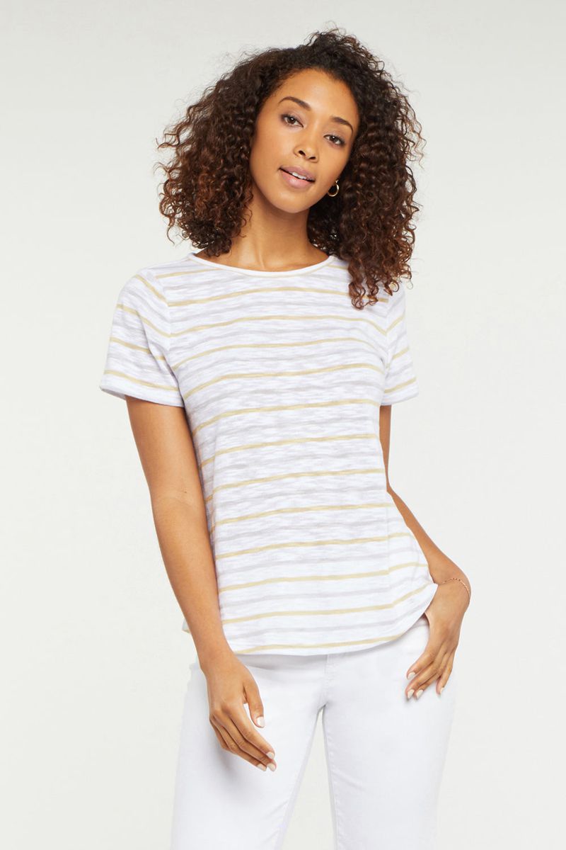 White Women\'s NYDJ Striped T-Shirts | NZ 235BJDVPY