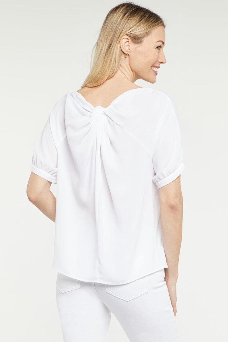 White Women's NYDJ Twist Back Blouse | NZ 195YNVOWH