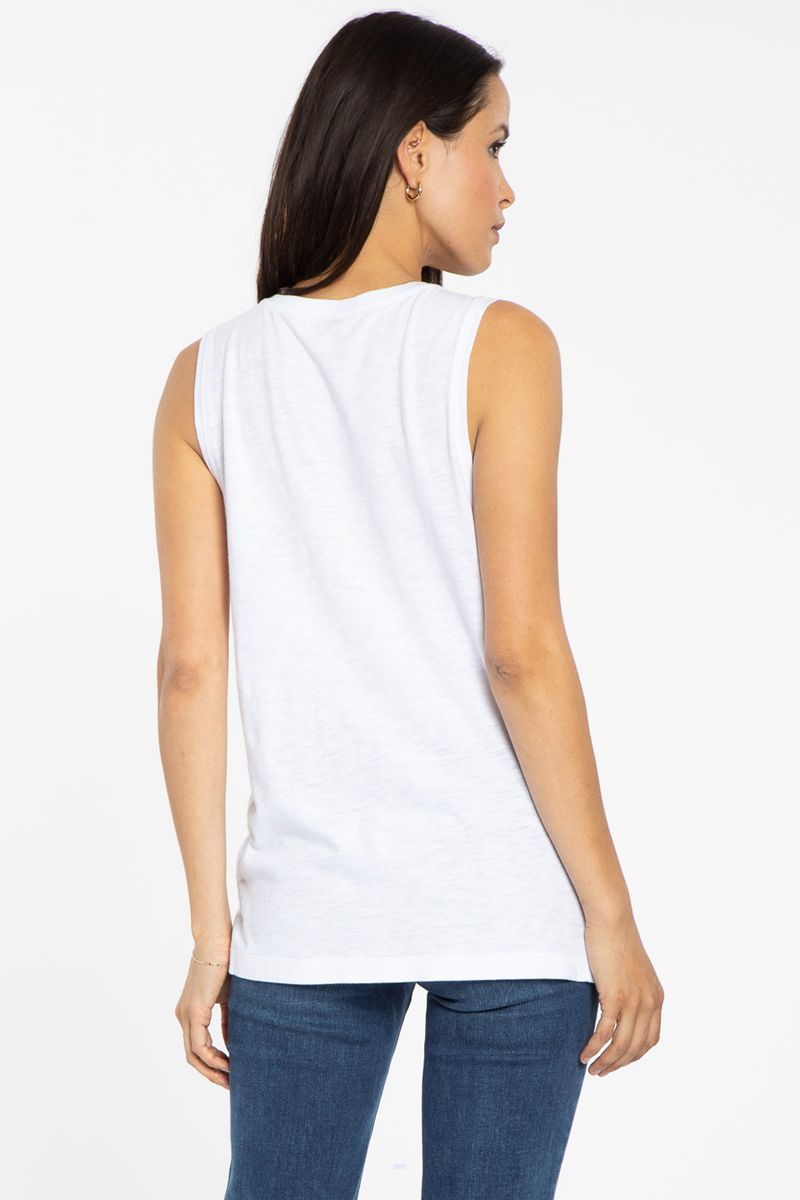 White Women's NYDJ V-Neck Pocket Tanks | NZ 863JTFSQX