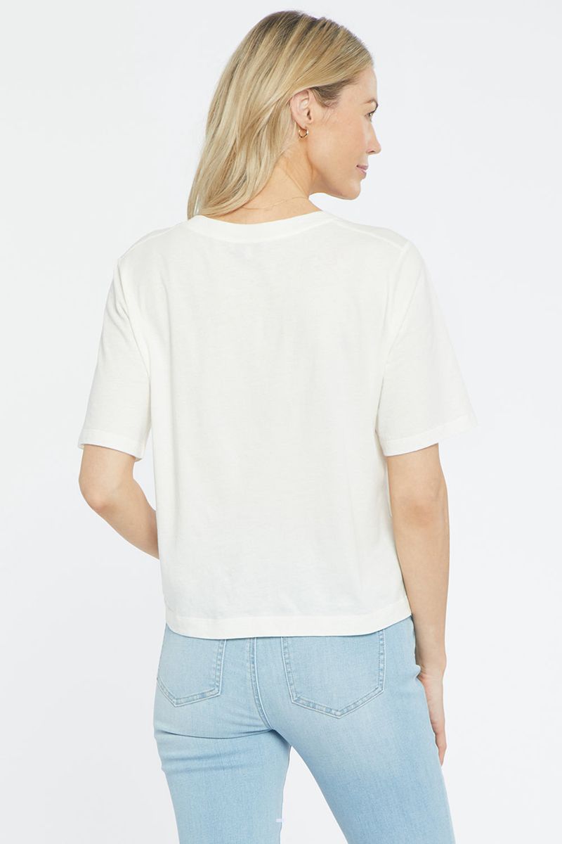 White Women's NYDJ V-Neck T-Shirts | NZ 092NZLJUX