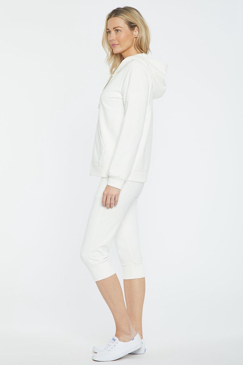 White Women's NYDJ Zip Front Hoodie | NZ 320EUTPDB