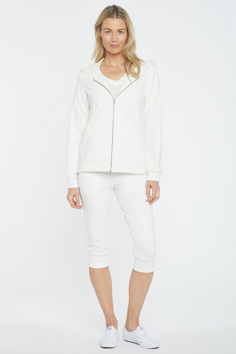 White Women's NYDJ Zip Front Hoodie | NZ 320EUTPDB