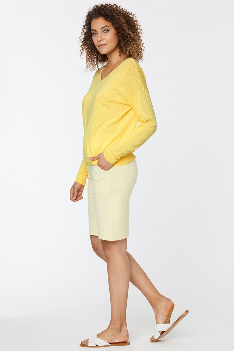 Yellow Women's NYDJ Double V-Neck Pullover Sweaters | NZ 983LHESTI