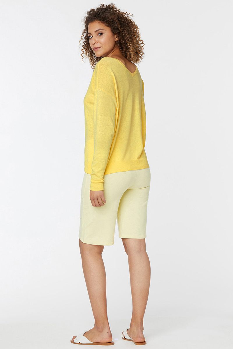 Yellow Women's NYDJ Double V-Neck Pullover Sweaters | NZ 983LHESTI