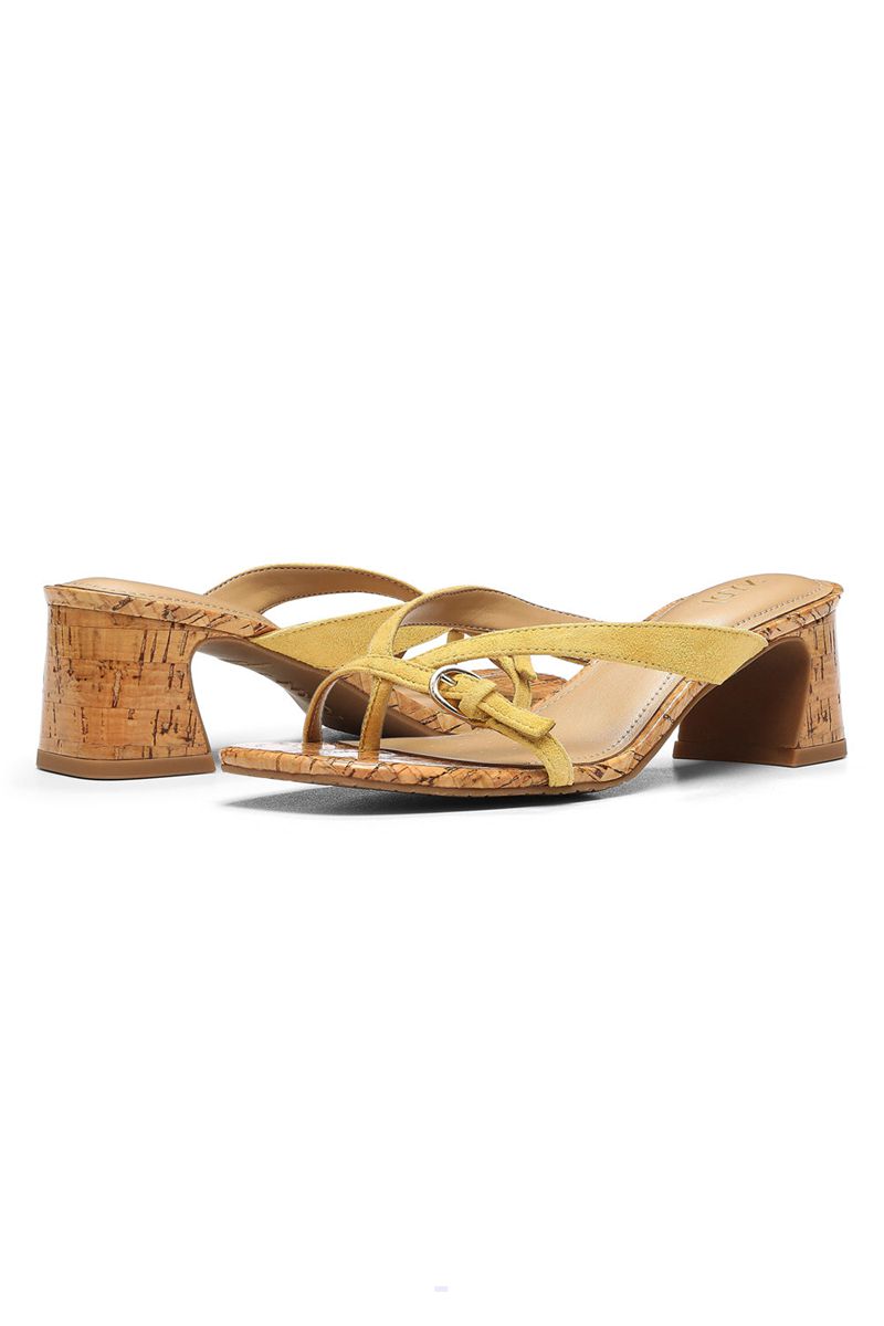 Yellow Women's NYDJ Glam Block Heel In Wide Width Sandals | NZ 368PACNXO