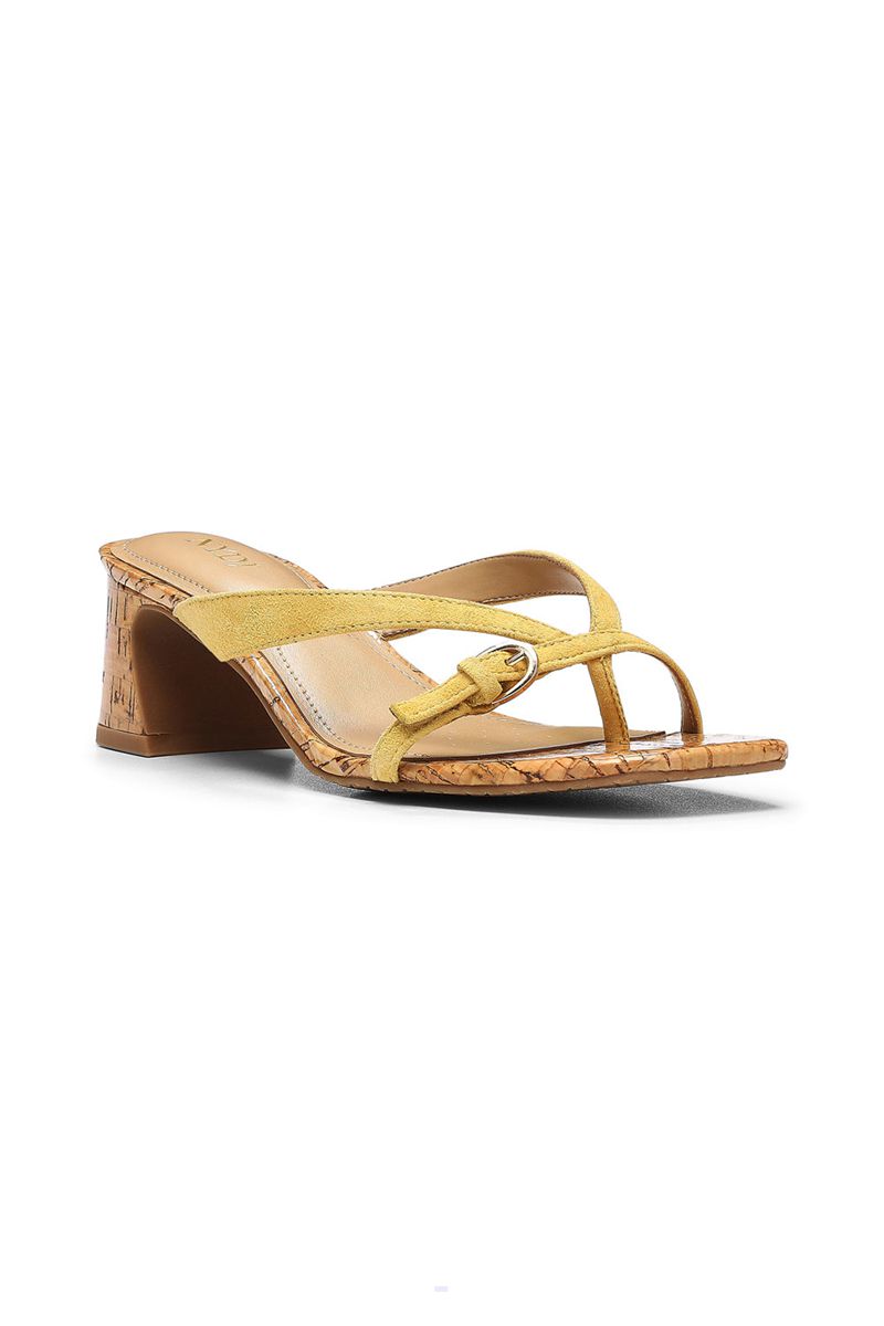 Yellow Women\'s NYDJ Glam Block Heel In Wide Width Sandals | NZ 368PACNXO