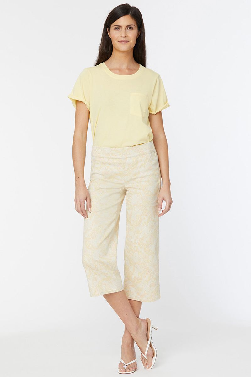 Yellow Women's NYDJ Petite Wide Leg Capri Pull-On Jeans | NZ 357IVNCYM