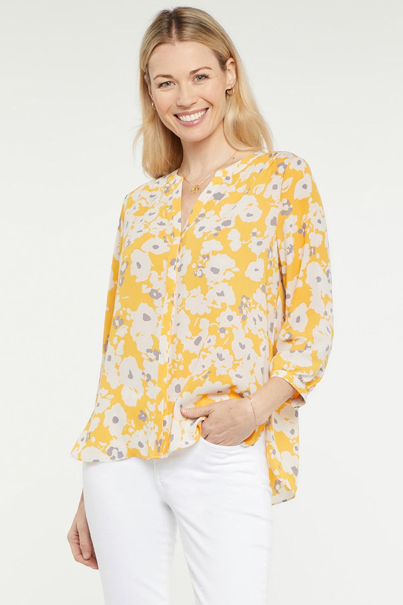 Yellow Women's NYDJ Pintuck Blouse | NZ 736RBGPKI