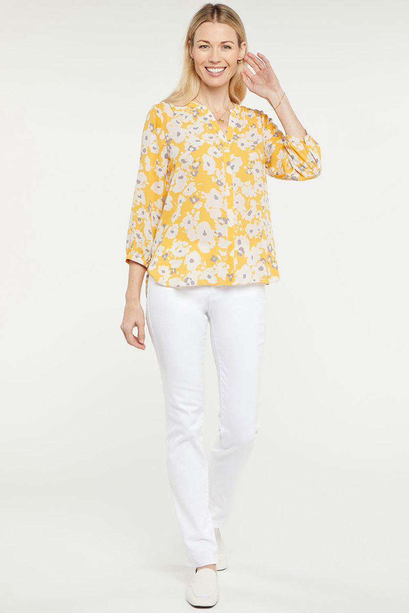 Yellow Women's NYDJ Pintuck Blouse | NZ 736RBGPKI