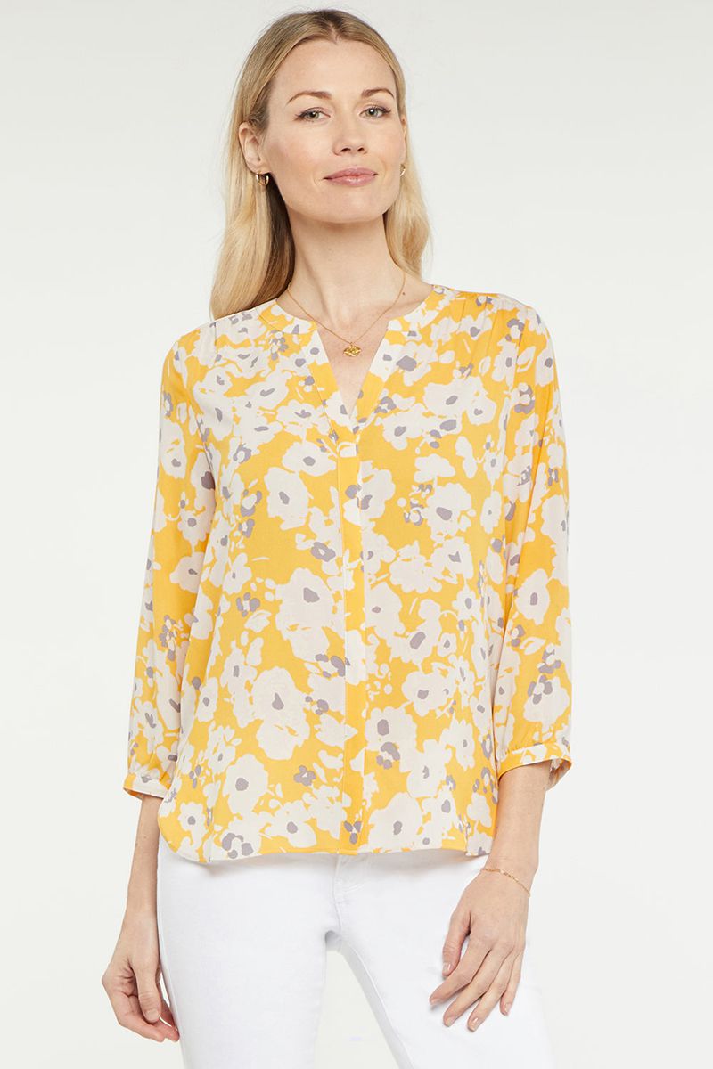 Yellow Women\'s NYDJ Pintuck Blouse | NZ 736RBGPKI