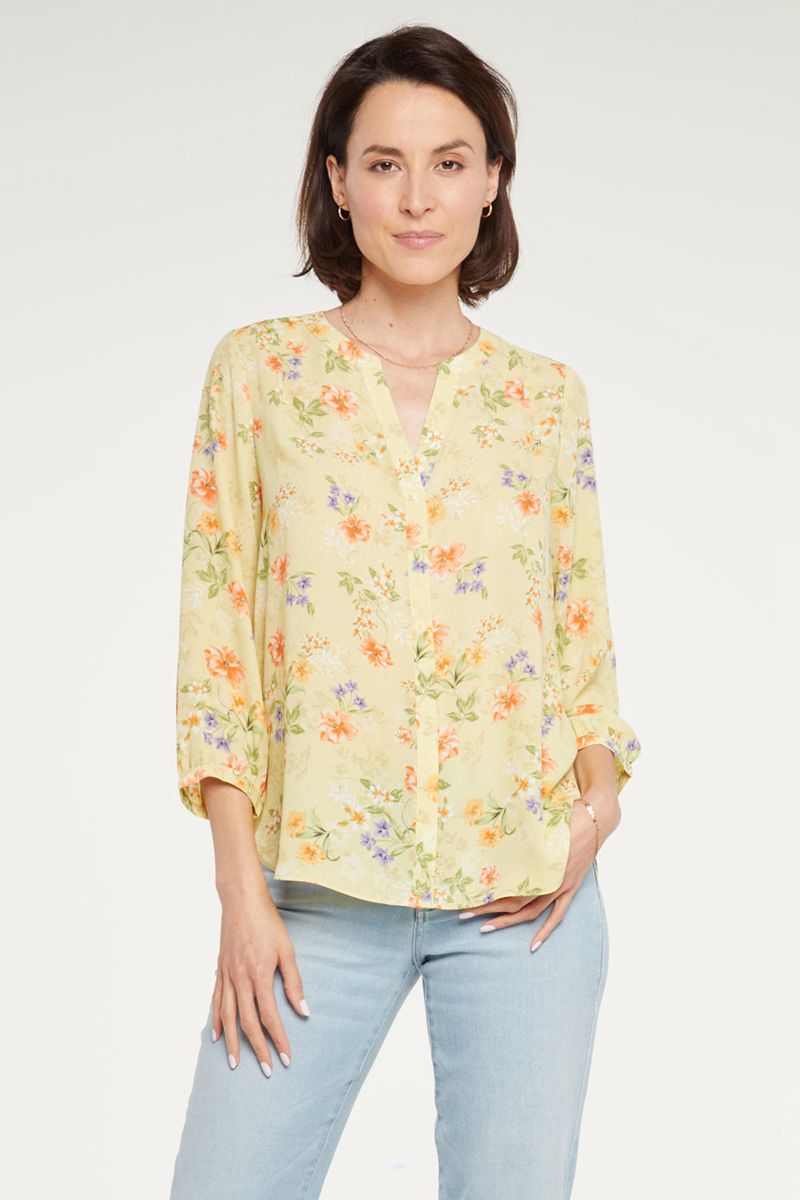 Yellow Women's NYDJ Pintuck Blouse | NZ 861TOGDUX