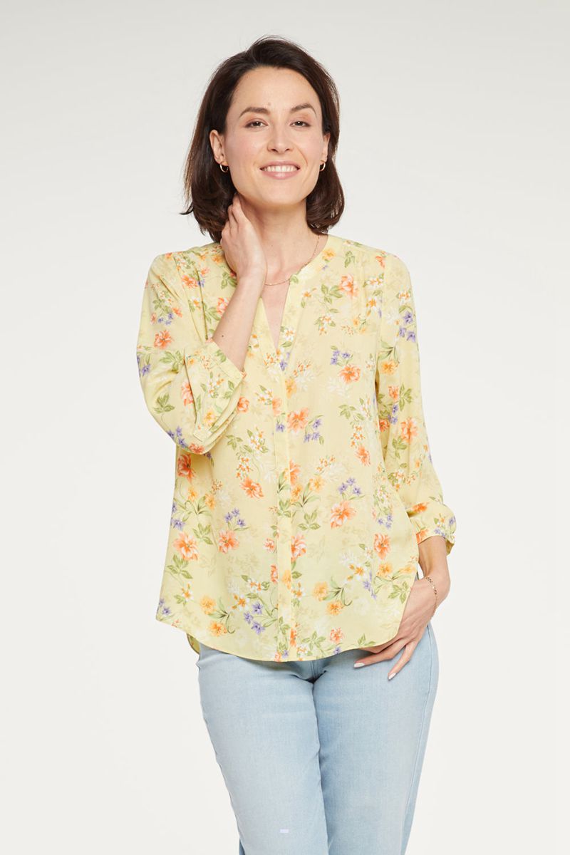 Yellow Women\'s NYDJ Pintuck Blouse | NZ 861TOGDUX