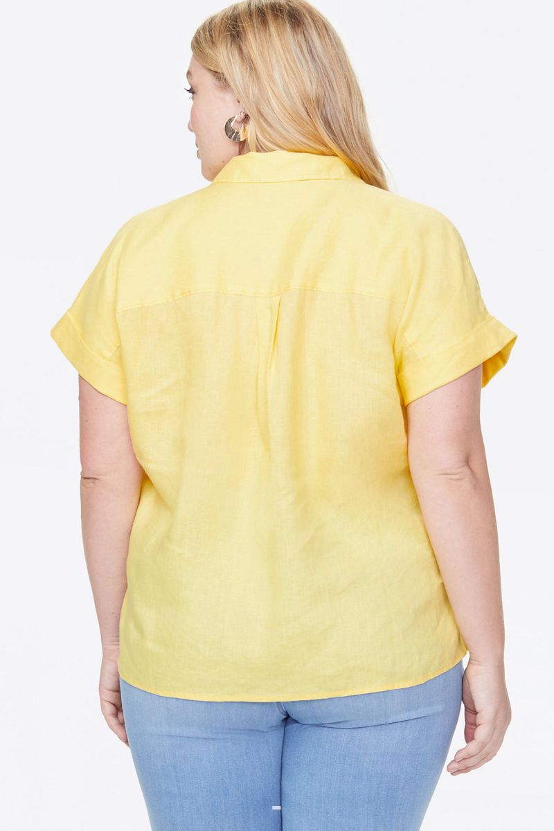 Yellow Women's NYDJ Plus Camp Shirts | NZ 947AEHYLD