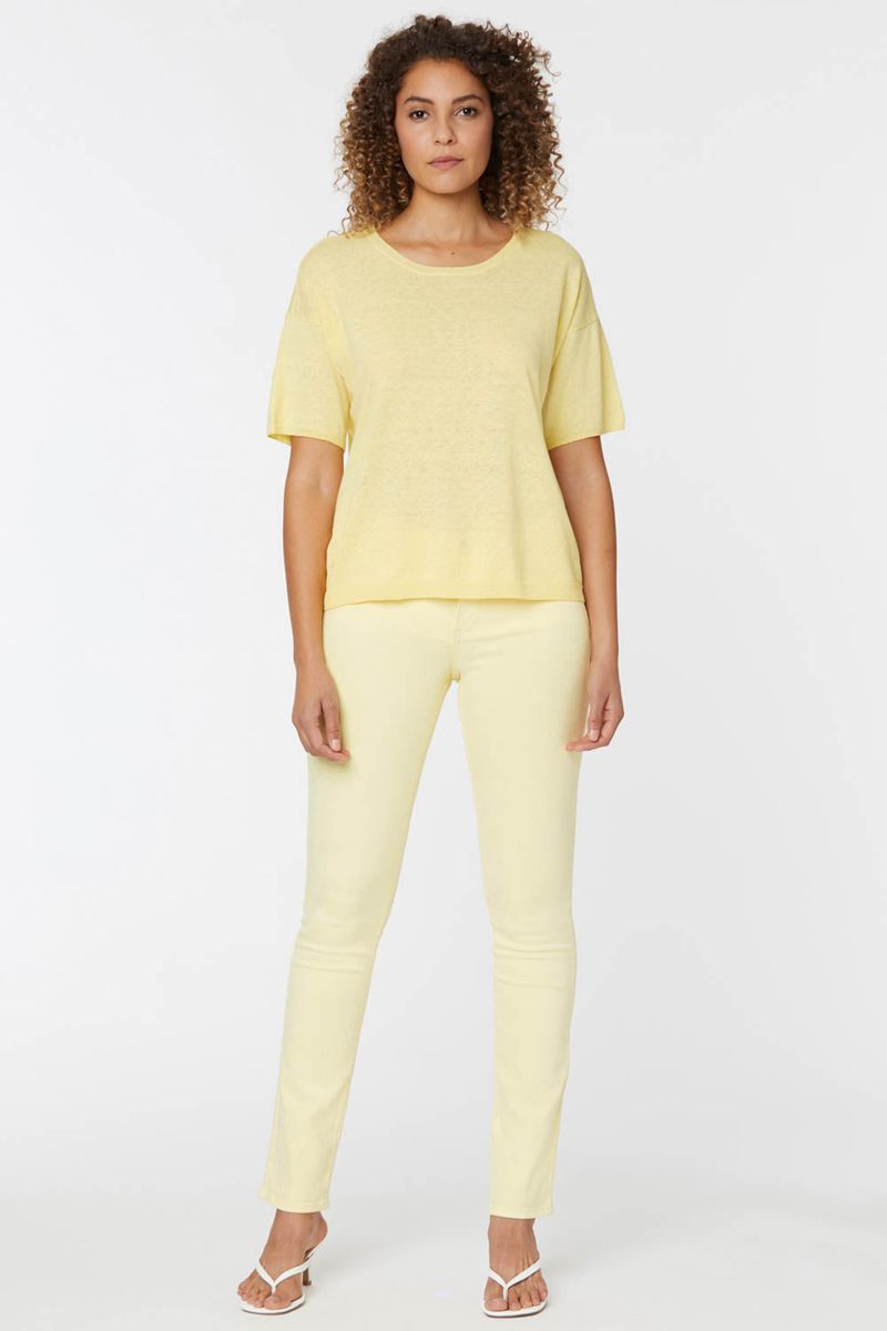 Yellow Women's NYDJ Short Sleeved Crewneck Sweaters | NZ 860FVHEZP