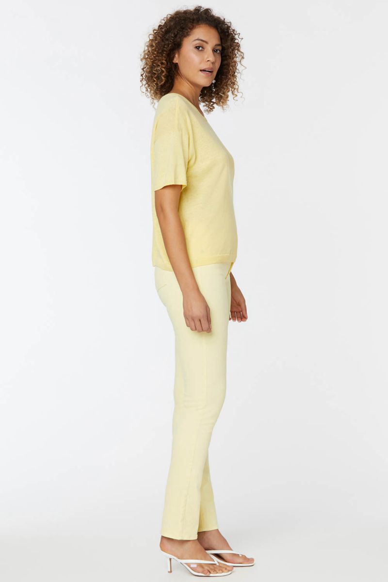 Yellow Women's NYDJ Short Sleeved Crewneck Sweaters | NZ 860FVHEZP