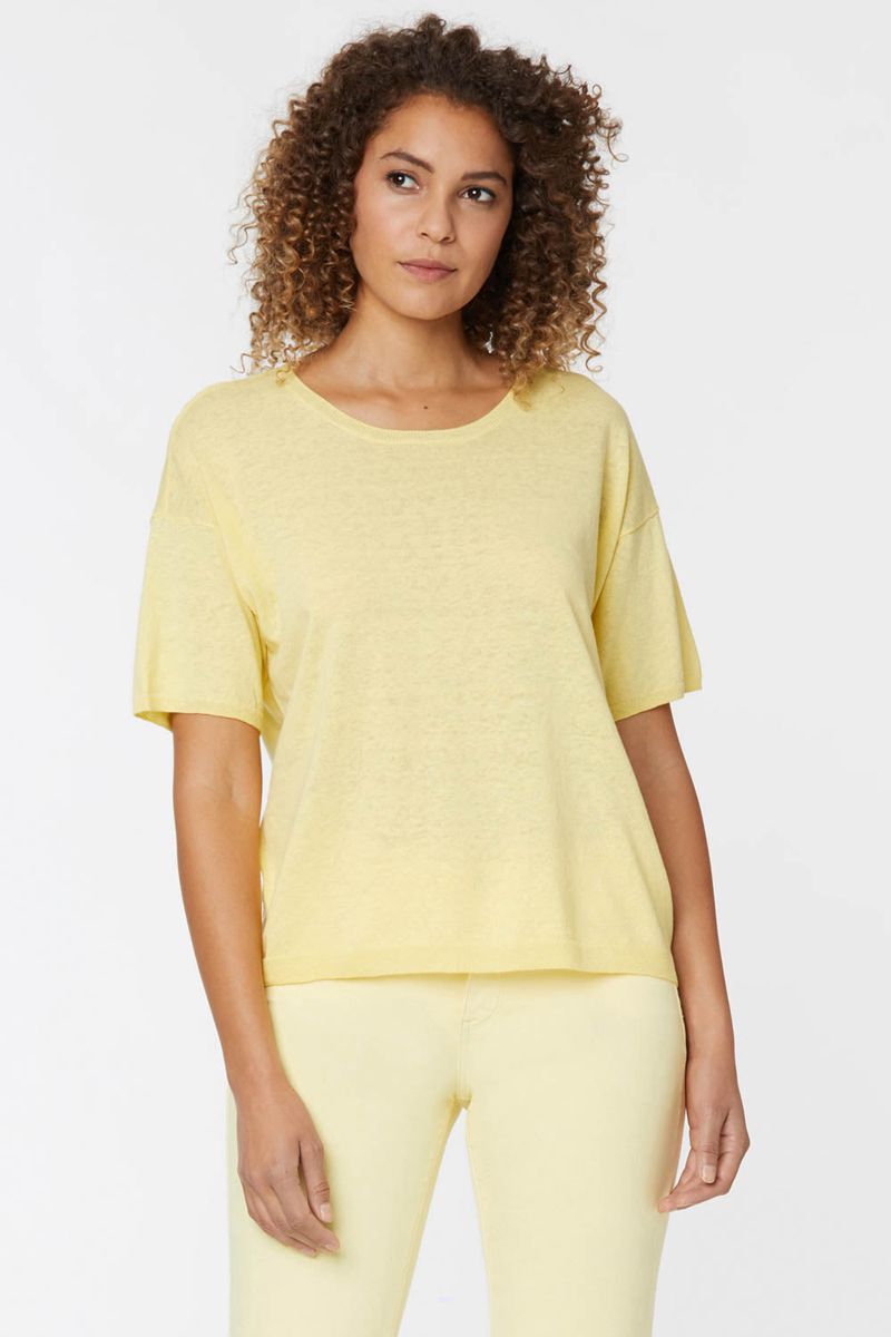 Yellow Women\'s NYDJ Short Sleeved Crewneck Sweaters | NZ 860FVHEZP