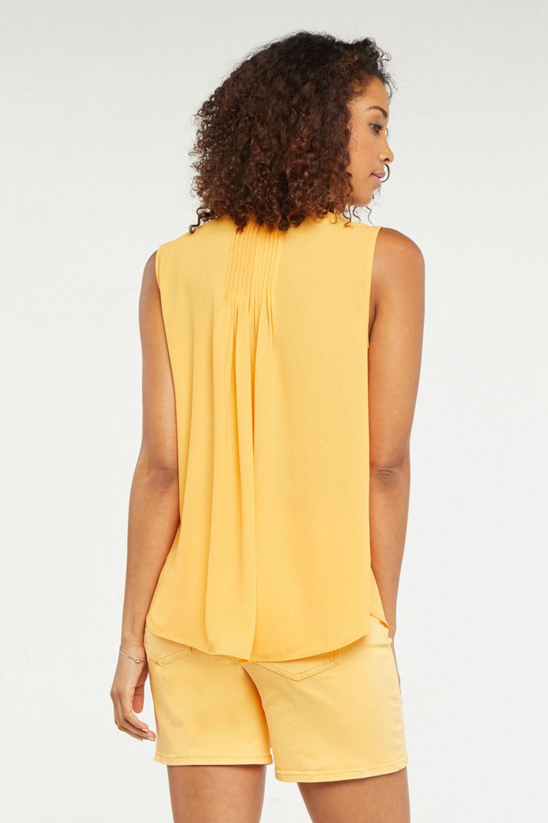 Yellow Women's NYDJ Sleeveless Pintuck Blouse | NZ 054IWBRGA