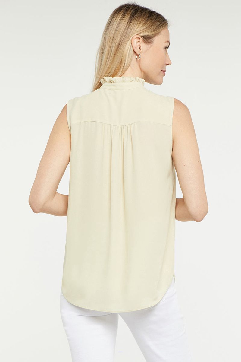 Yellow Women's NYDJ Sleeveless Ruffle Neck Blouse | NZ 785AJTQKD