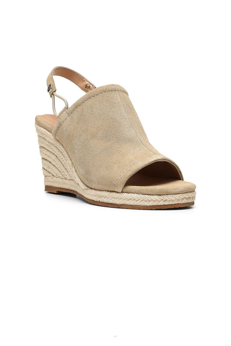 Beige Women's NYDJ Cai Wedge Sandals | NZ 761PWFHOI