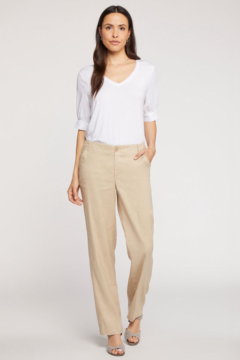 Beige Women's NYDJ Marilyn Straight Pants | NZ 463FNVLGT