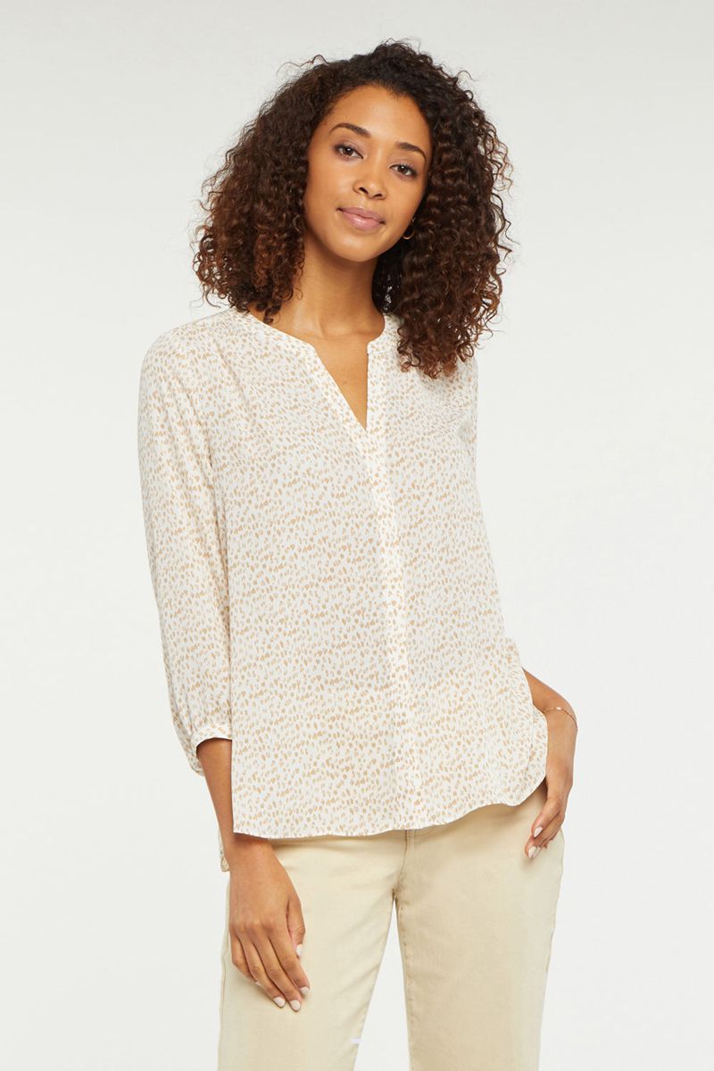 Beige Women's NYDJ Pintuck Blouse | NZ 741PQHADG