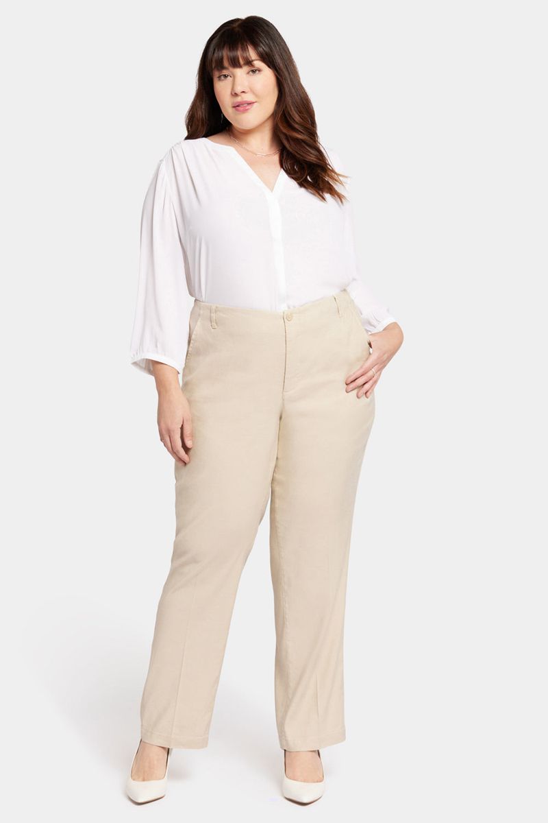 Beige Women's NYDJ Plus Marilyn Straight Pants | NZ 149FLZTOK