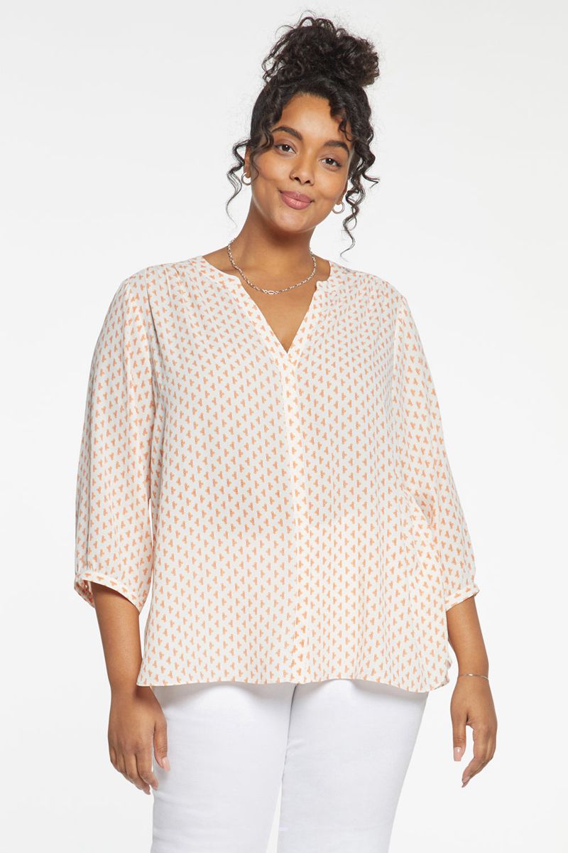 Beige Women's NYDJ Plus Pintuck Blouse | NZ 261HWCBSF