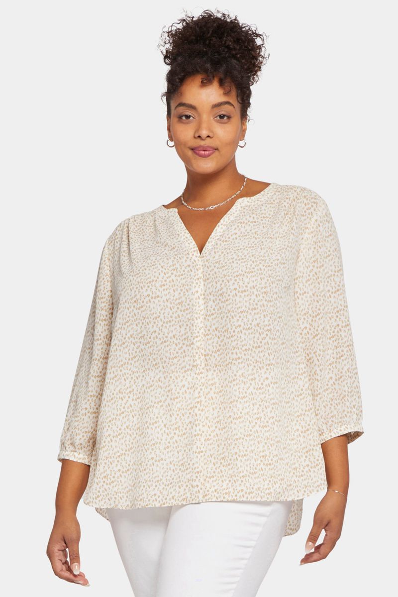 Beige Women's NYDJ Plus Pintuck Blouse | NZ 546AYXKBI