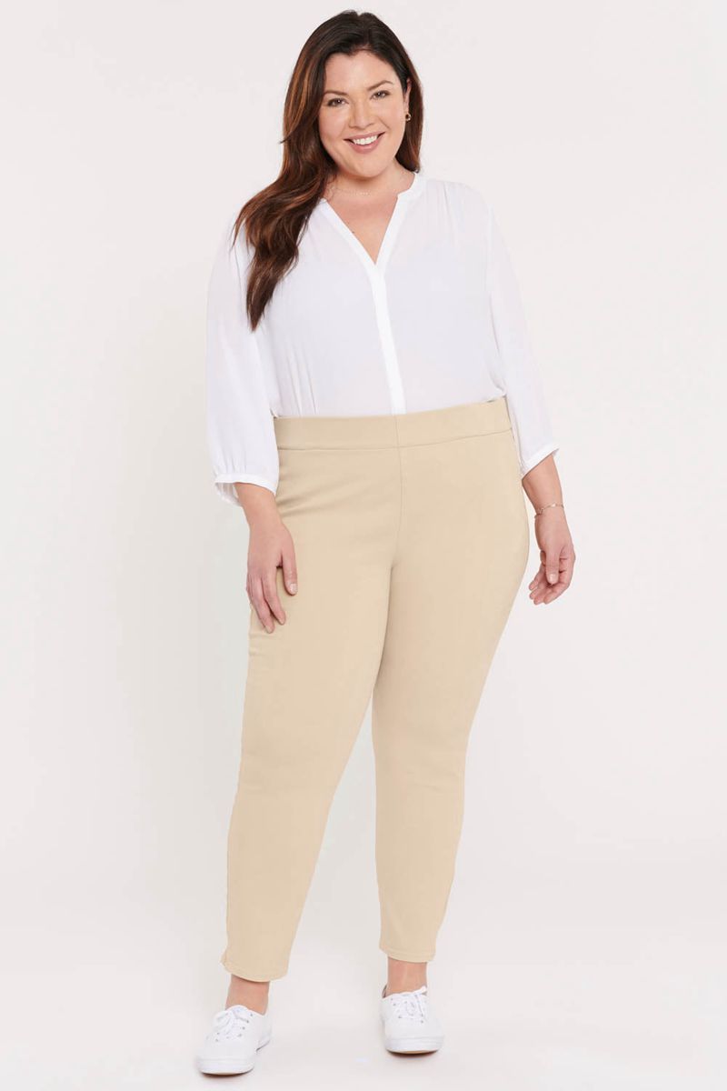 Beige Women's NYDJ Plus Skinny Ankle Pull-On Jeans | NZ 783VQTYPN