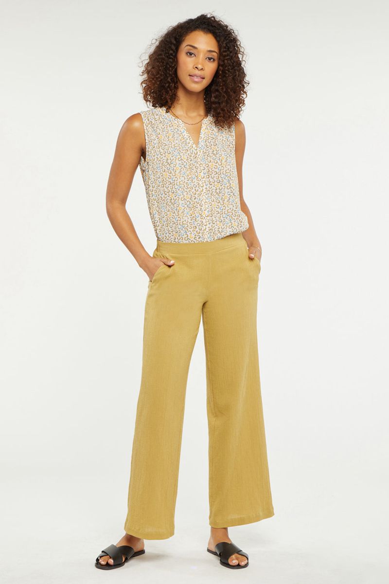 Beige Women's NYDJ Straight Pull-On Pants | NZ 752NVJPXU