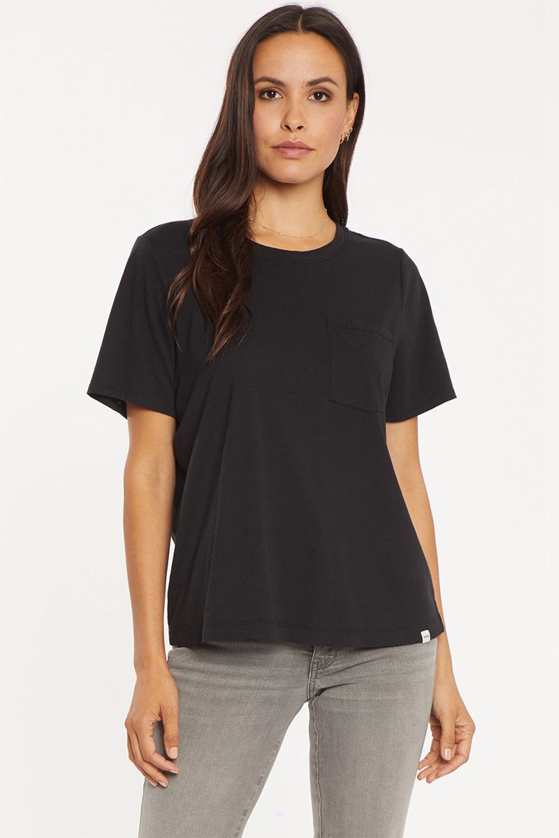 Black Women's NYDJ Crewneck Pocket T-Shirts | NZ 103OJFKIG