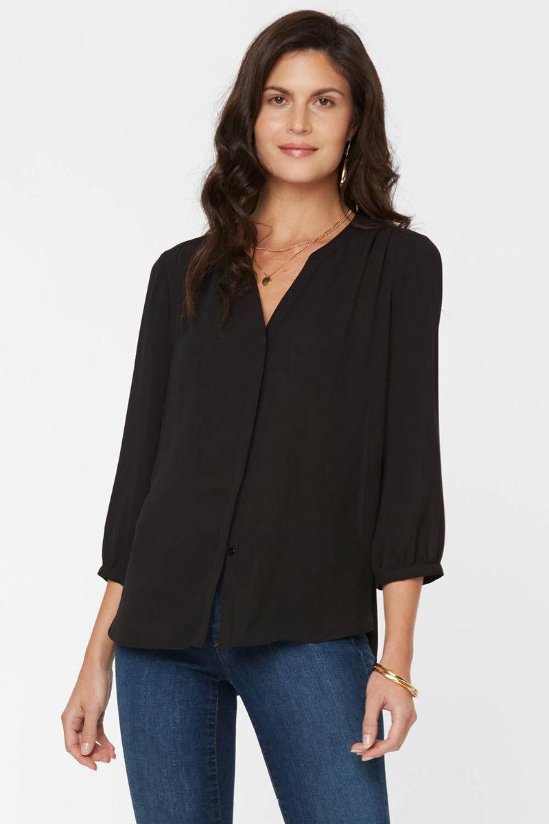 Black Women's NYDJ Pintuck Blouse | NZ 418QBWTOI