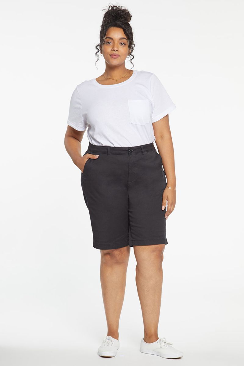 Black Women's NYDJ Plus Bermuda Shorts | NZ 631BLHYPI