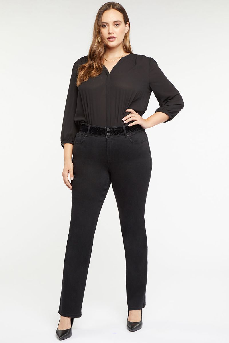 Black Women's NYDJ Plus Marilyn Straight Jeans | NZ 187QVWPZG