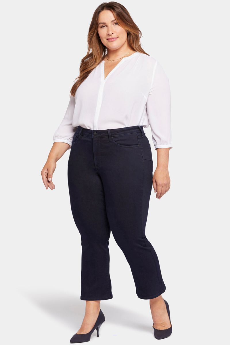 Black Women's NYDJ Plus Uplift Fiona Slim Flared Ankle Jeans | NZ 624OUGWTP