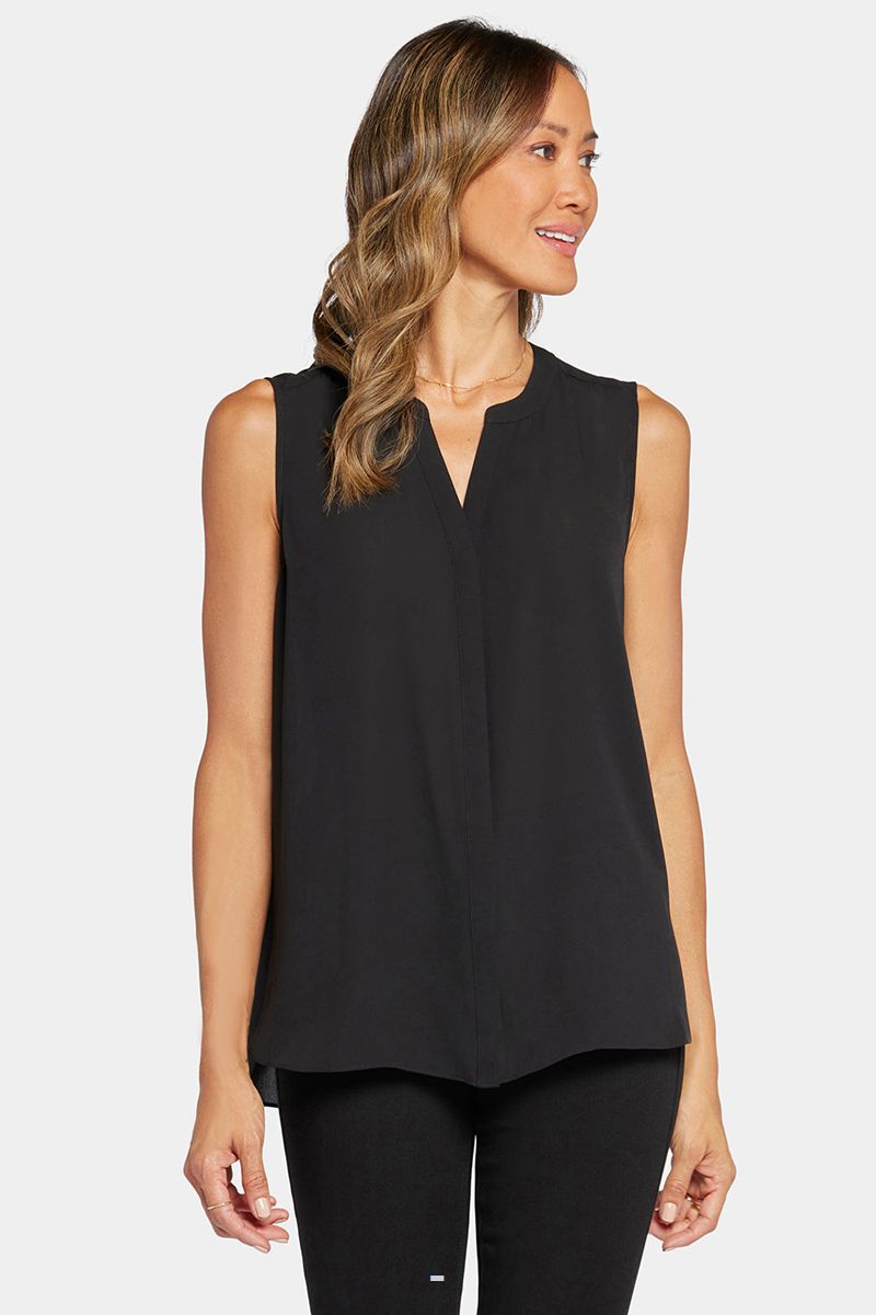 Black Women's NYDJ Sleeveless Pintuck Blouse | NZ 813CJASIW