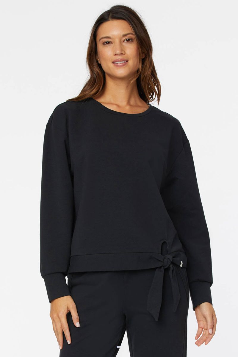 Black Women's NYDJ Tie Front Sweatshirts | NZ 149BPZCME