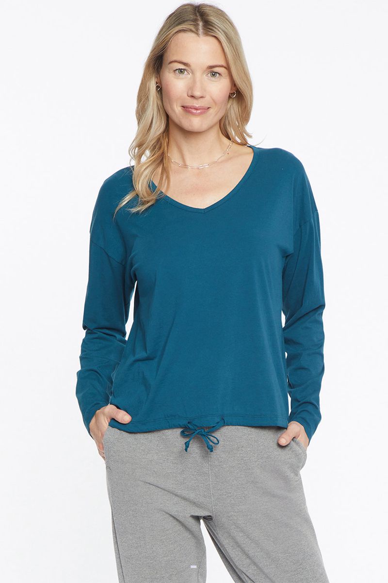 Blue Women's NYDJ Long Sleeved Drawstring T-Shirts | NZ 426QHOBJZ