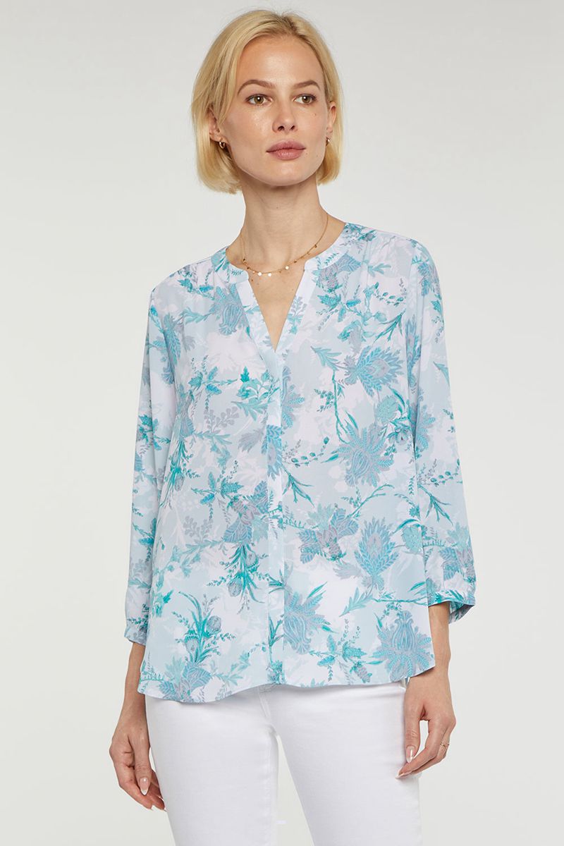 Blue Women's NYDJ Pintuck Blouse | NZ 586LJXUBO