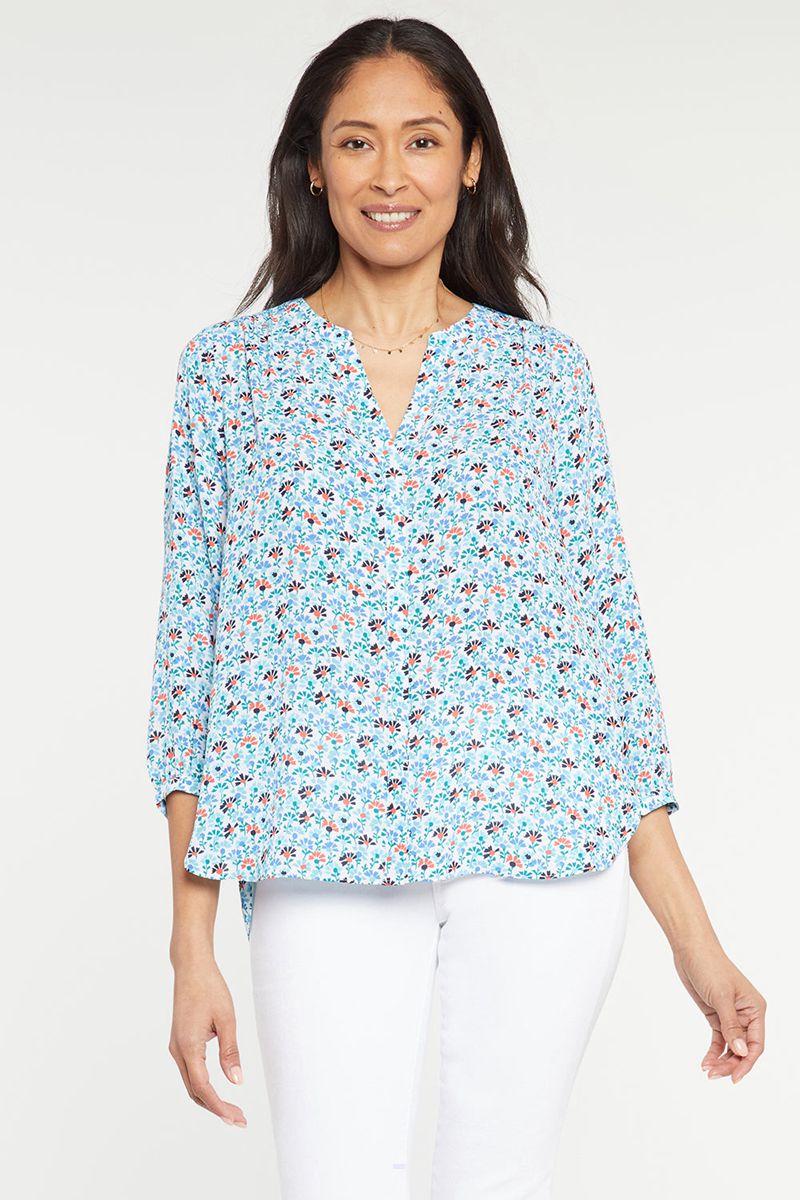 Blue Women's NYDJ Pintuck Blouse | NZ 835UQTHKJ