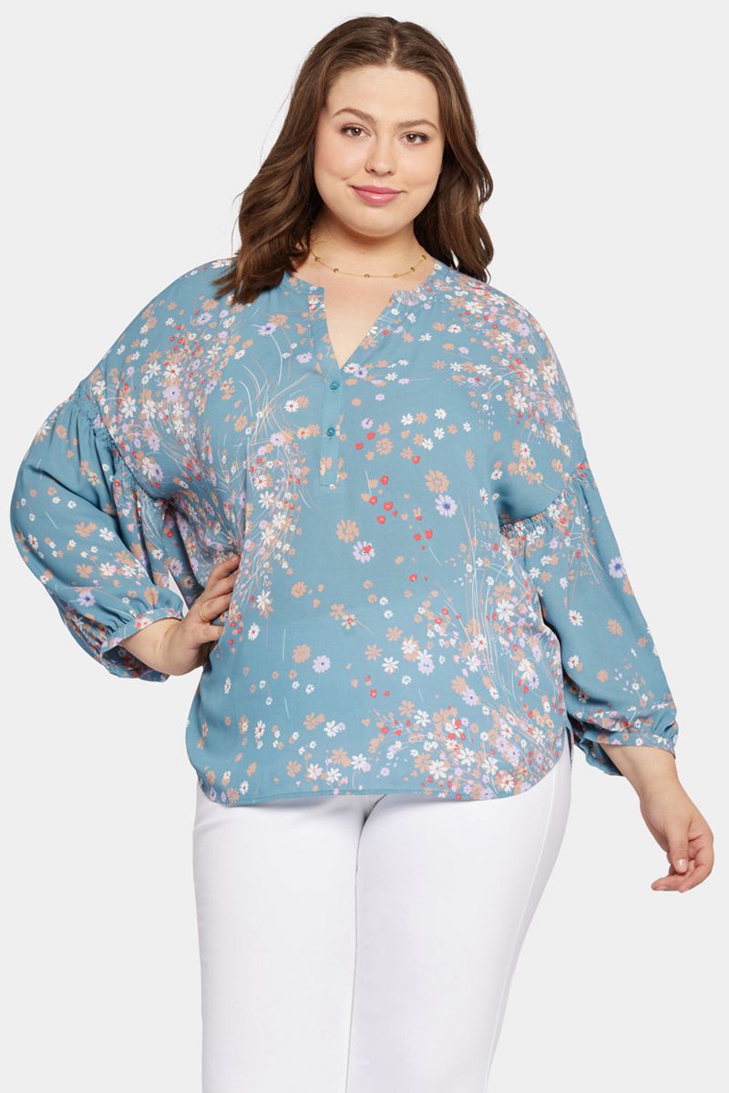 Blue Women's NYDJ Plus Paulina Peasant Blouse | NZ 564RXQBSW